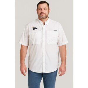 Columbia Tamiami Miller Lite Shirt Medium M White Fishing Vented Omni-Shade